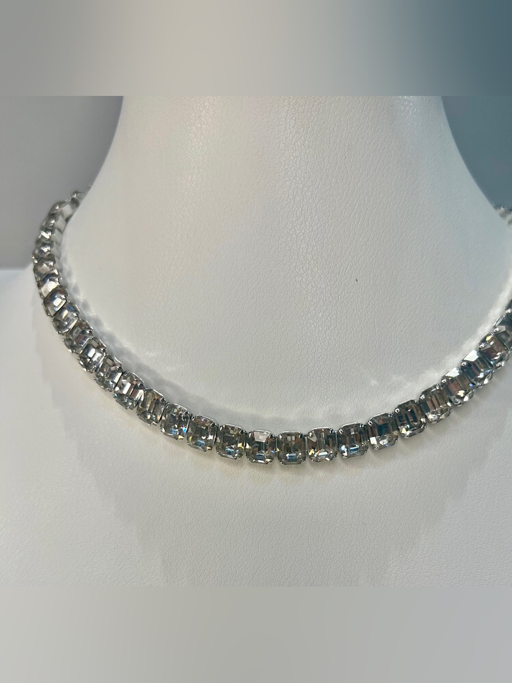 Vintage 1950s Eisenberg Crystal Choker Necklace Emerald Cut